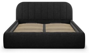 Pat matrimonial negru tapițat cu spațiu de depozitare cu somieră 200x200 cm Juno – Windsor &amp; Co Sofas