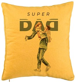 Perna Decorativa, Model Super Dad, 40x40 cm, Galben, Husa Detasabila, Burduf