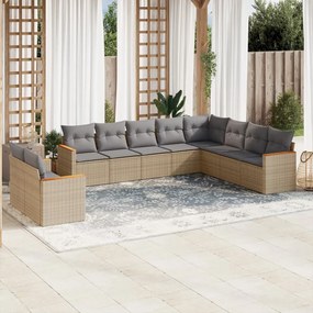 vidaXL Set canapele de grădină cu perne, 10 piese, bej, poliratan