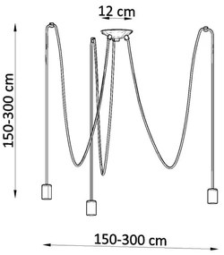 Lustră pe cablu EDISON 3 3xE27/60W/230V negru