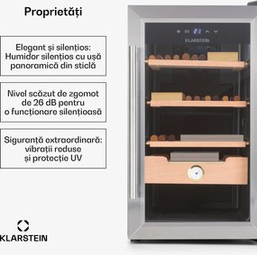 Klarstein El Presidente 48, Humidor pentru trabucuri, 48L,  3 sertare, 1 compartiment din lemn de cedru
