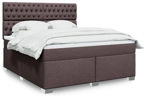 vidaXL Pat continental cu saltea maro închis 180x200cm material textil