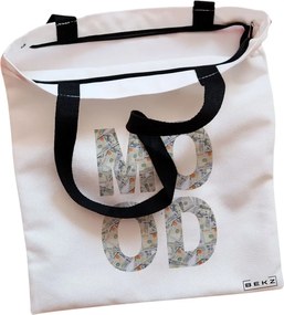 Sacosa de Panza pentru Cumparaturi, Geanta Tote, model Money Mood, Cu fermoar, 38x34.5 cm, Alba, BEKZ®