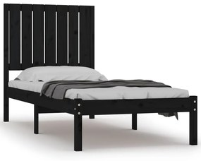 3104377 vidaXL Cadru de pat mic single, negru, 75x190 cm, lemn masiv