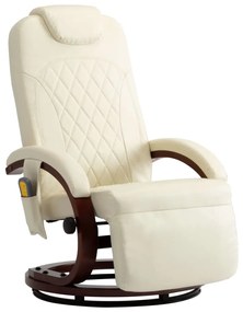 248722 vidaXL Fotoliu de masaj rabatabil pentru TV, alb crem piele ecologică