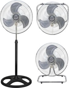 Ventilator de podea 3in1 Elite EFF-0465, 50W, 40 cm, 3 viteze, Pale metalice, Argintiu