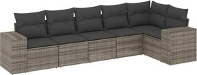 vidaXL Set mobilier grădină cu perne, 6 piese, gri, poliratan