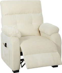 HOMCOM Fotoliu Relax Electric Reclinabil 150° cu Suport pentru Picioare, Șezut Spațios, Fotoliu Silențios, Port USB, Funcție Memory, Telecomandă, din Catifea, pentru Living, Alb | Aosom Romania