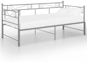 324772 vidaXL Cadru pat canapea extensibilă, gri, 90x200 cm, metal