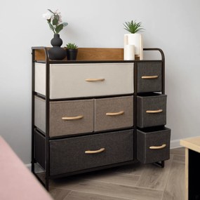 Comodă cu sertare din material textil HAZEL TIP 3,maro, XL