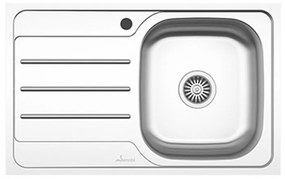 Chiuveta Sanobi, 1 Cuva dreapta, Inox lucios, pe blat, 80 x 50 cm