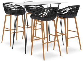 vidaXL Set mobilier de bar, 5 piese, alb și negru