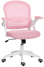 Vinsetto Scaun de Birou Ergonomic, Reglabil, cu Spătar din Plasă și Scaun Captusit, 65.5x61.5x88-97.5 cm, Roz | Aosom Romania