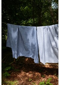 Lenjerie de pat albă/albastru-închis din țesătură crep pentru pat de o persoană 140x200 cm Bæk&amp;Bølge – JUNA