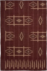 Covor din bumbac țesut manual cu model geometric, 120×180 cm, „Burgundy Kilim"