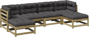 vidaXL Set canapele de grădină cu perne, 6 piese, lemn de pin tratat