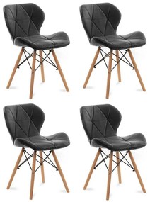 SET 4x scaun de sufragerie TRIGO 74x48 cm gri închis/fag