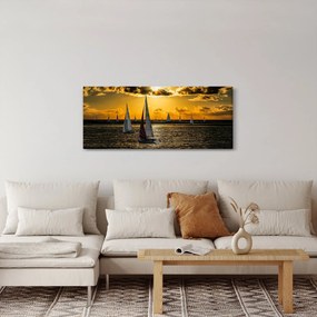 Tablou cu iaht în apus de soare (120x50 cm)