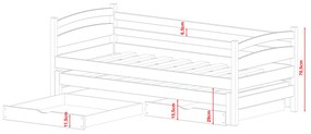 Pat pentru copii 80 x 180 cm Tiana (cu somieră și sp. depozitare) (Pin). 1012992