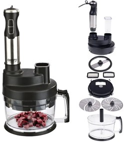Robot de bucatarie 14 in 1 Camry CR 4623, 1600W, 2 l, Blender, Tocator, Accesorii, Turbo, Inox/Negru