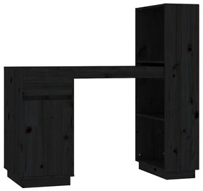 814513 vidaXL Birou, negru, 110x53x117 cm, lemn masiv de pin