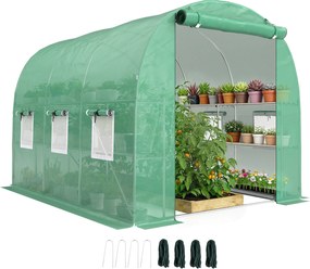 Outsunny Seră aprox. 2,7 x 2 x 2 m seră din folie cu rafturi ușă rulabilă cu fermoar 6 ferestre cu plasă stâlpi de susținere | Aosom Romania