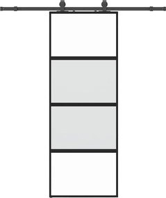 vidaXL Ușă glisantă cu set feronerie neagră 76x205cm sticlă securizată