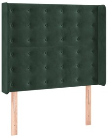 Pat continental cu saltea si LED verde inchis 80x200 cm catifea Verde inchis, 80 x 200 cm, Nasturi de tapiterie