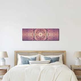 Tablou - Mandala pe gradient violet (cu ceas) (90x30 cm)