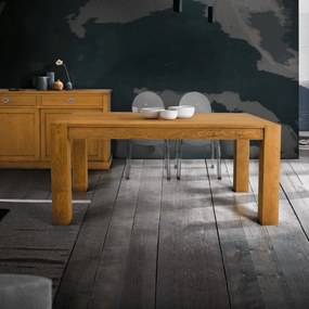 MASA ROVERE - EXTENSIBILA LEMN MASIV - STEJAR AURIU - 160 CM / 90 CM / H 77