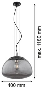 Lustră pe cablu Argon 4350 TRINI 1xE27/15W/230V d. 40 cm negru