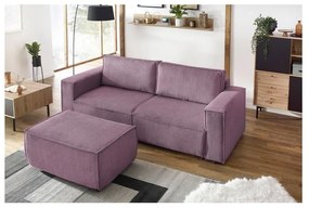 Taburet roz cu tapițerie din catifea reiată Nihad – Bobochic Paris