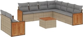 vidaXL Set canapele de grădină cu perne, 10 piese, bej, poliratan