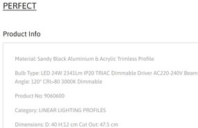Plafoniera LED incastrabila reglabila PERFECT 40cm negru 3000K Dimmable
