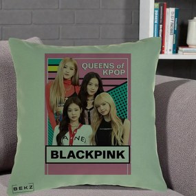 Perna Personalizata BLACKPINK Queens of Kpop, 40x40 cm, Verde, Husa Detasabila, Perna Inclusa, BEKZ®