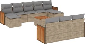 vidaXL Set canapele de grădină cu perne, 11 piese, bej, poliratan