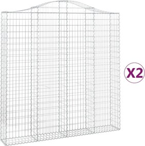 vidaXL Coșuri gabion arcuite 2 buc. 200x30x200/220 cm fier galvanizat