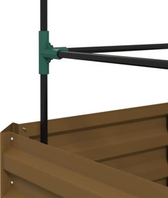 Outsunny Jardinieră înălțată cu grilaj, cutie de plantare cu suport de susținere, fund deschis, rezistent la intemperii, 61 cm x 61 cm x 140 cm, Braun | Aosom Romania