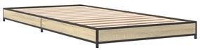 845187 vidaXL Cadru de pat, stejar sonoma, 75x190 cm, lemn prelucrat și metal