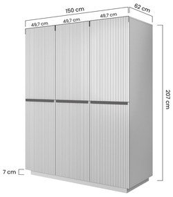 Dulap Nicole 150 cm - MDF albastru marin / mânere aurii