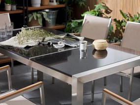Set de masă pentru grădină Grosso (negru) (scaune din ratan) (pentru 6 persoane) (granit). 1011621