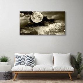 Tablou pe panza canvas Noapte Moon Peisaj Gri Negru