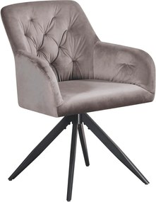 Scaun rotativ MAX, bej inchis/negru, stofa catifelata/metal, 61x61x85
