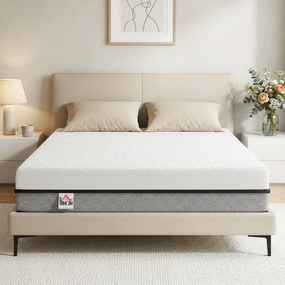 HOMCOM Saltea 140x200cm H3 mediu-firmă 20 cm Înălțime Ergonomică, Respirantă din spumă memory cu gel, OEKO-TEX &amp; CertiPUR | Aosom Romania