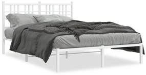 376374 vidaXL Cadru de pat metalic cu tăblie, alb, 140x200 cm