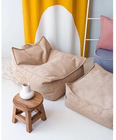 Fotoliu puf pentru copii maro deschis cu tapițerie din catifea reiată Square – Wigiwama