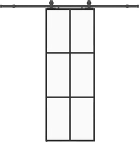 vidaXL Ușă glisantă cu set de feronerie neagră 76x205 cm Sticlă ESG