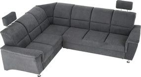 Colţar extensibil, material textil gri, model stânga, SANTIAGO