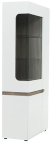 Vitrină, albă strălucitoare HG/stejar sonoma închis, LYNATET TYP 05