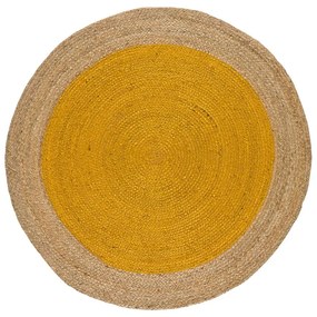 Covor galben muștar-natural rotund ø 120 cm Mahon – Universal